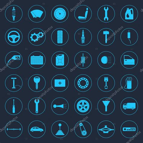 Car Parts Icons Set Stock Vector Image By Gomolach