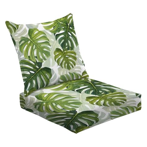 Piece Deep Seating Cushion Set Tropical Pattern Large Green Monstera