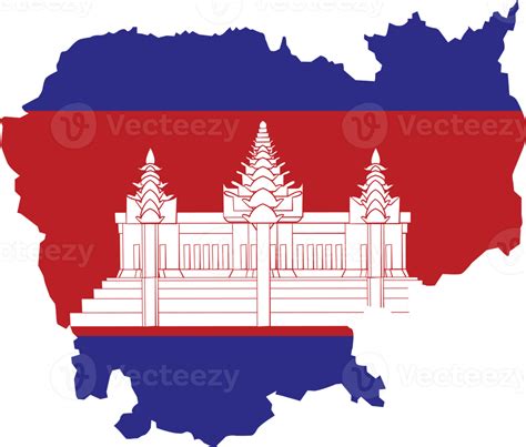 Cambodia Map City Color Of Country Flag 12177269 Png