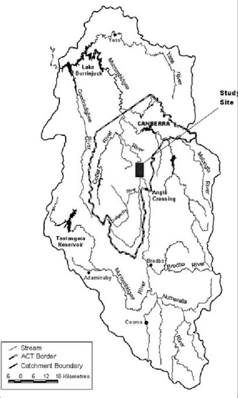 The Upper Murrumbidgee Catchment Showing The Study Site Major Dams And