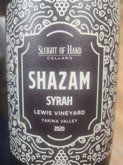 2020 Sleight Of Hand Syrah Shazam Lewis Vineyard USA Washington