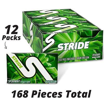 Stride Spearmint Sugar Free Gum 12 Packs Of 14 Pieces 168 Pieces