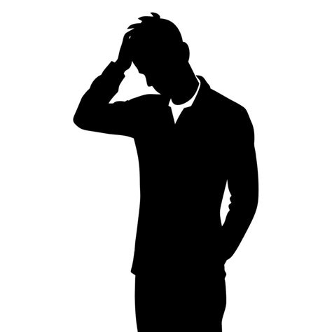 A Man Thinking With Feel Tension Silhouette Vector Art At Vecteezy