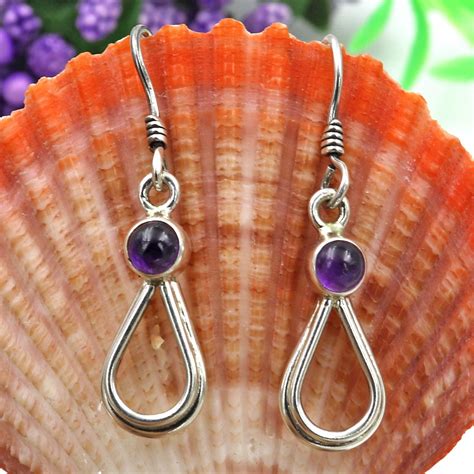 Solid Amethyst Gemstone Dangle Earring Women Earring 925 Etsy India Women S Earrings Silver