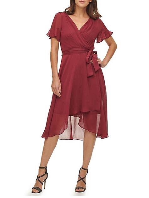 Flutter Sleeve Chiffon Midi Dress