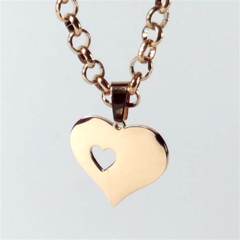 Double Heart Pendant Combo Blink Juwele Stainless Rosegold