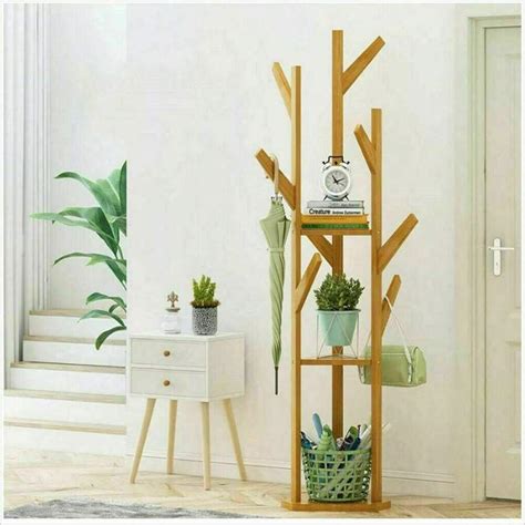 Bamboo Standing Highh Grade Hat Coat Rack Jacket Bag Hanger Tree