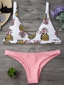 High Cut Pineapple Print Bikini Set In PINK ZAFUL 2025