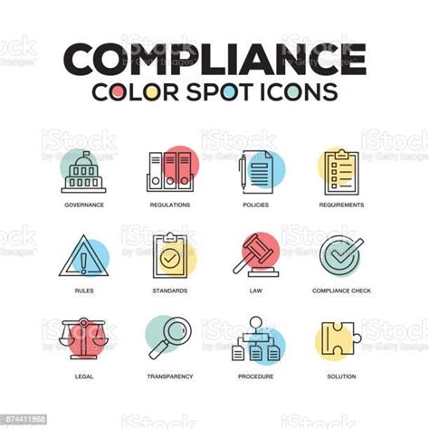 Simple Set Of Compliance Color Vector Line Icons Stock Illustration Download Image Now Icon