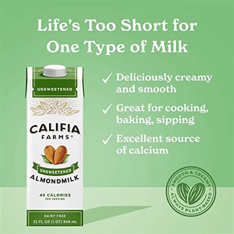 Califia Farms Unsweetened Almond Milk Oz Pack Of Dairy Free