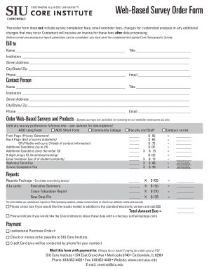 Fillable Online Core Siu Web Based Survey Order Form Core Institute