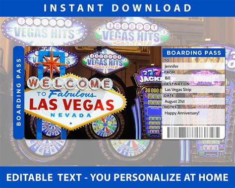 Printable Las Vegas Holiday Ticket Editable Las Vegas Etsy