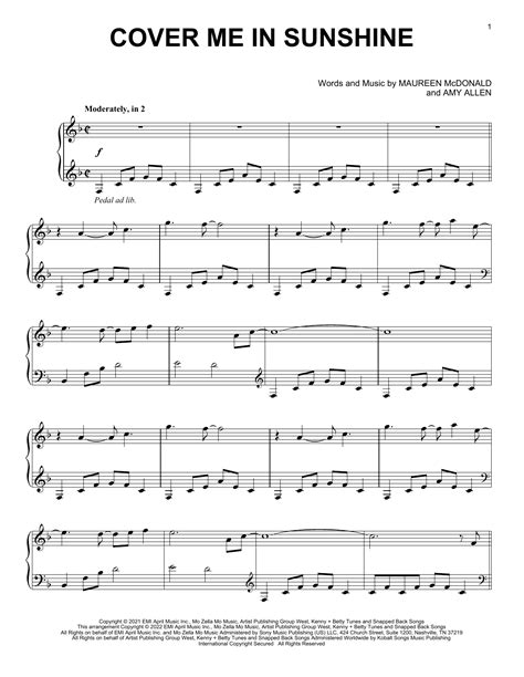 Cover Me In Sunshine By P Nk And Willow Sage Hart Sheet Music For Piano Solo At Sheet Music Direct