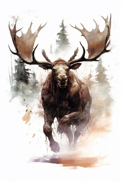 Premium AI Image | A moose with big horns and a big antler on its head