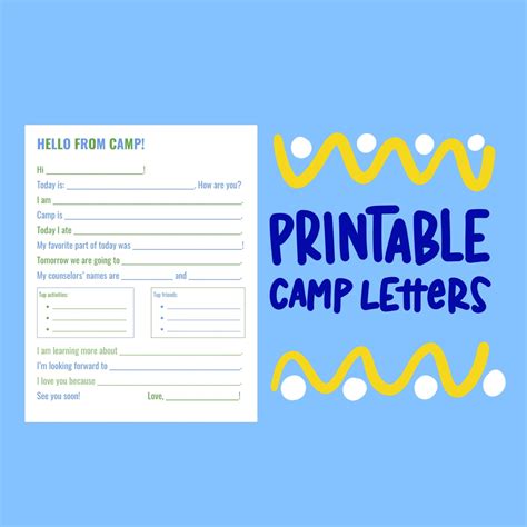 Letter From Camp Printable Summer Camp Letter Stationery Template