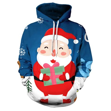 Sudadera Con Capucha Con Estampado D De Navidad Para Hombre Su Ter