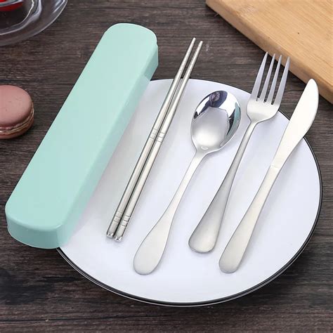 Pcs Portable Chopsticks Fork Spoon Knife Travel Cutlery Set