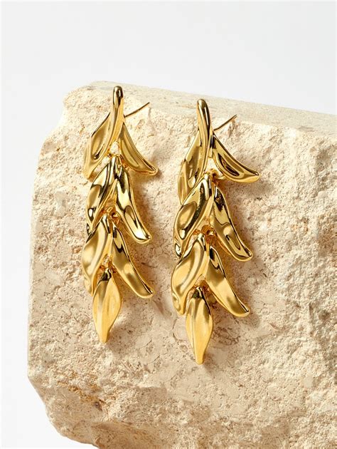 MOTF PREMIUM LEAF DESIGN STUD EARRINGS SHEIN USA