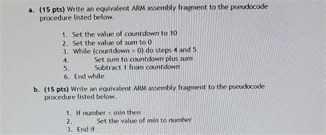 Solved A 15 Pts Write An Equivalent Arm Assembly Fragment