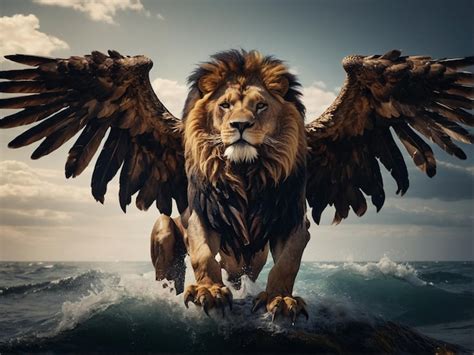 Premium Photo | A lion with two eagle wings