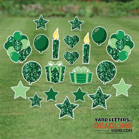 Green Chunky Glitter Decorations Full Sheet Bundle 21 Piece Yard