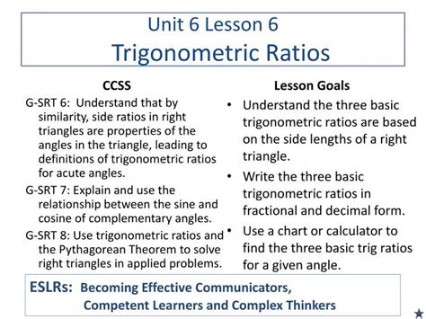 PPT Unit 6 Lesson 6 Trigonometric Ratios PowerPoint Presentation