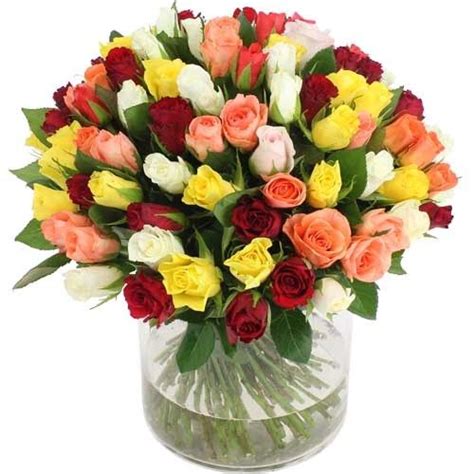 Bouquet De Roses 80 Roses Multicolores Livraison Express Florajet