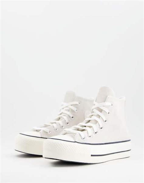 Converse Chuck Taylor Lined Platform Trainer In Off White Suede Asos