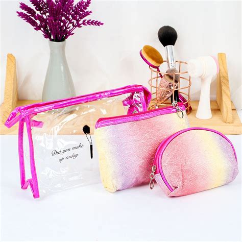 Conjunto Necessaires 3 Peças Porta Maquiagem Organizadora Glitter