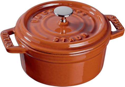 Staub Mini Topf Rund Gusseisen 0 25 L Orange Gebrannt 11010806