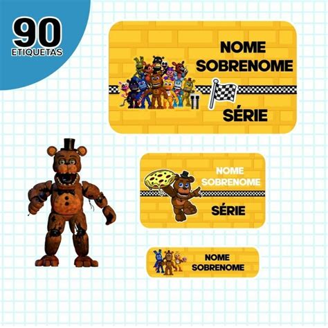 Etiqueta Escolar Five Nights At Freddy S Personalizada Nome E S Rie