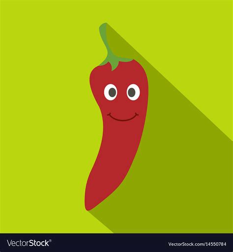 Red Hot Chili Pepper Smiling Icon Flat Style Vector Image
