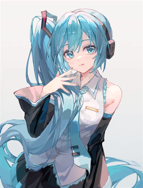 Safebooru 1girl Alternate Hairstyle Aqua Eyes Aqua Hair Aqua Nails