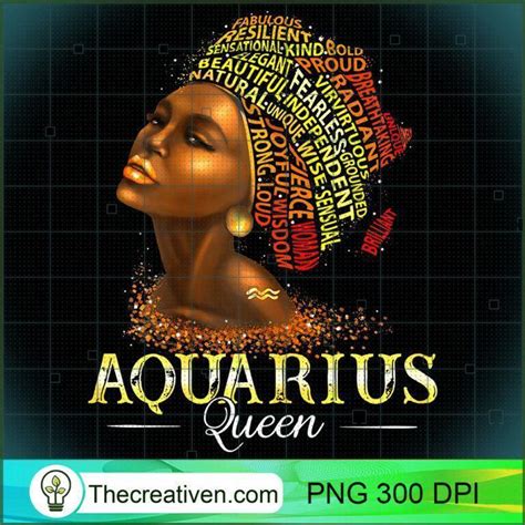 Womens Aquarius Queen Womens Birth Date Symbol Zodiac Afro Png Afro