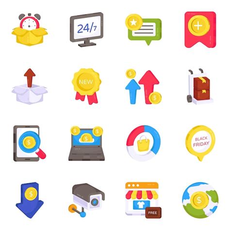 Premium Vector Pack Of Shopping And Buy Flat Icons