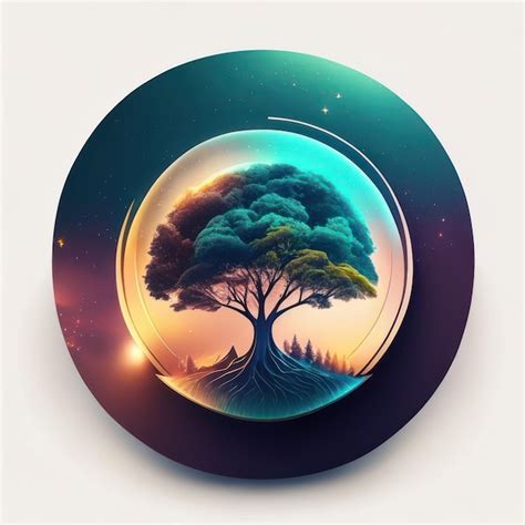 Premium AI Image | Round logo modern and futuristic of tree with soft colors Generative AI