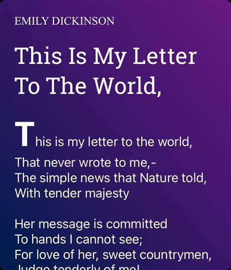 This Is My Letter To The World This Is My Letter To The World Poem