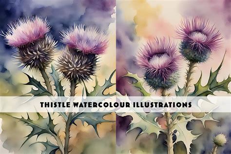 Thistle Watercolour Duo Graphic By Siren Seventy One Creative Fabrica