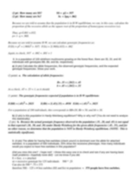 Ap Biology Hardy Weinberg Problem Set Answer Key • Suggested And Clear Explanation Of Quizlet