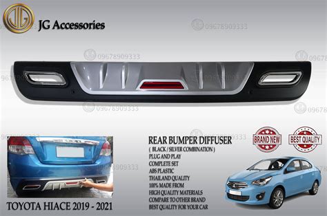 MITSUBISHI MIRAGE G4 REAR BUMPER DIFFUSER BLACK AND SILVER PLUG AND