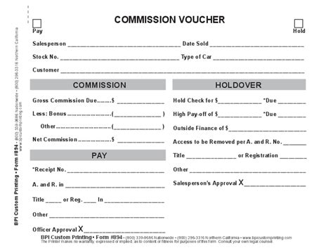 Commission Voucher 3-Part | BPI Custom Printing