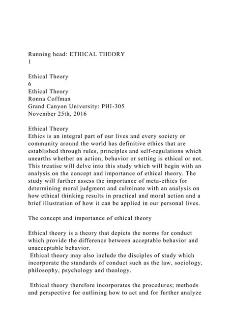 Running Head ETHICAL THEORY Docx