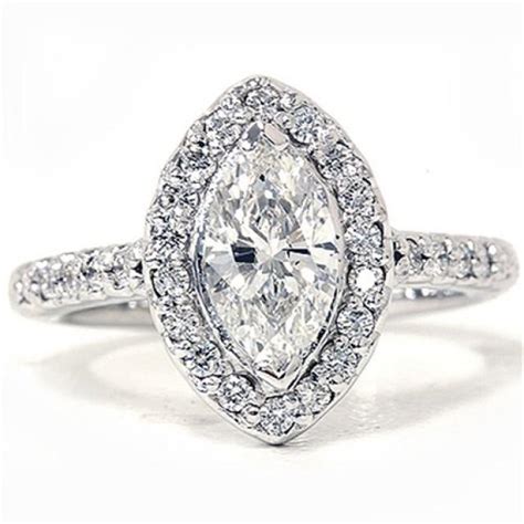 Marquise Halo Diamond Ring K White Gold Ct Marquise Halo Diamond