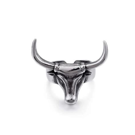 Fashion Frill Stylish Silver Ring For Men Stainless Steel Silver Bull