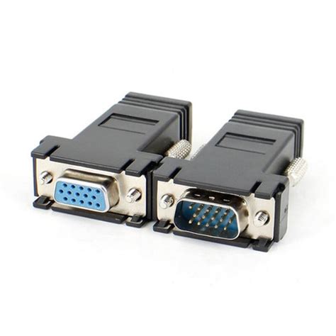 Jual Db15 Vga To Lan Rj45 Female Converter Lcd Display Extender Connector Vga Male Kota