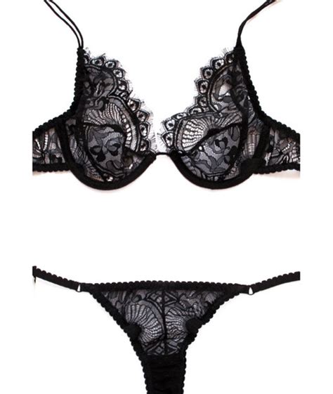 Pure Lingerie Black Lace Bh En Slipje Lingerie Set In Etsy