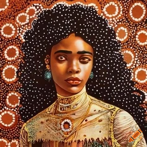 African American Woman With Aboriginal Art And Edmund Dulac Style On
