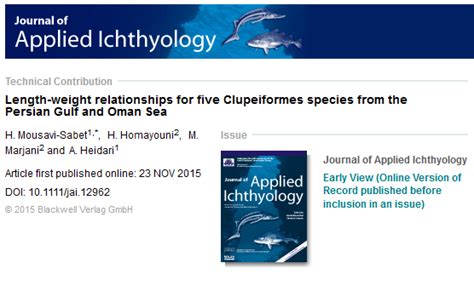 (PDF) Length-weight relationships for five Clupeiformes species from the Persian Gulf and Oman Sea