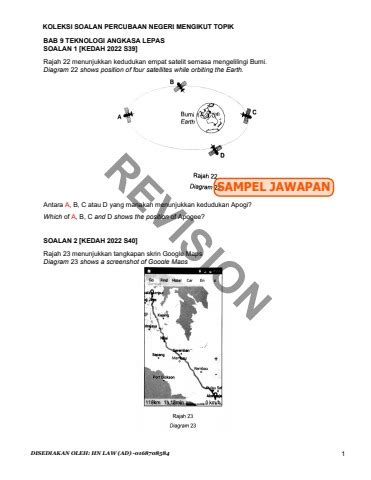 BAB 9 TEKNOLOGI ANGKASA LEPAS Skema TINGKATAN 5 Nong Flip PDF