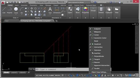 Autocad Tutorial Using Object Snap Tracking Youtube